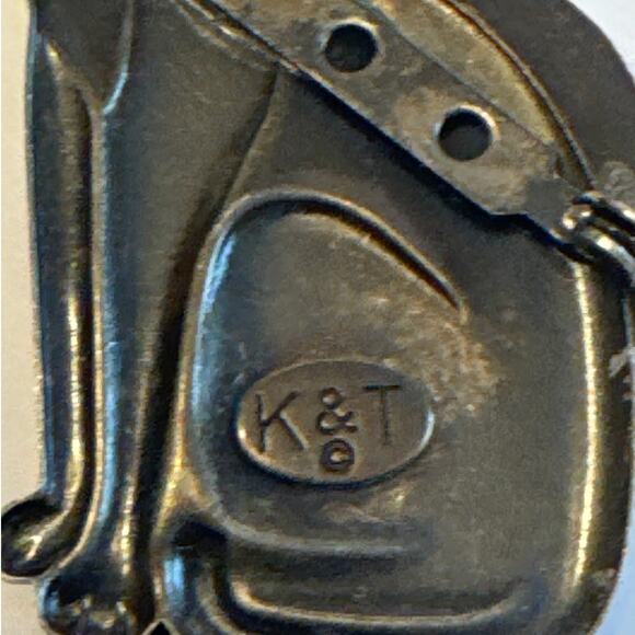 Trio Cat Brooch Pin Feline Silver Gold Copper Tone Vintage Estate K&T Signed - Picture 2 of 7